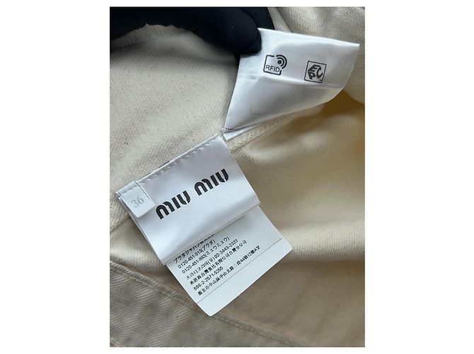 Miu Miu Kurze Jacke aus beige Denim - Ansicht 8