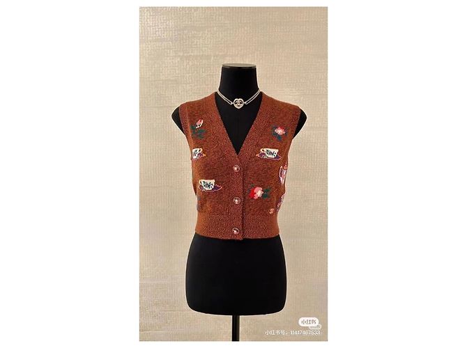 Chanel Métiers d'art Strickweste aus Wolle Braun - Ansicht 2