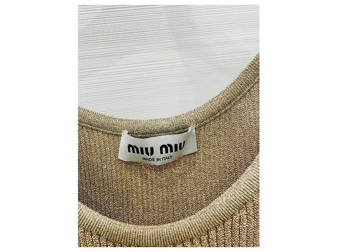 Miu Miu Strick-Camisole Beige mit Buchstabenprint - Ansicht 2
