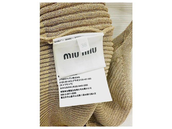 Miu Miu Strick-Camisole Beige mit Buchstabenprint - Ansicht 5