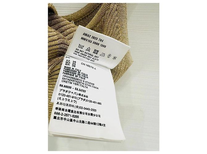 Miu Miu Strick-Camisole Beige mit Buchstabenprint - Ansicht 6