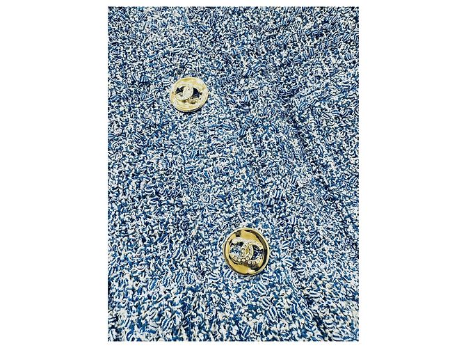 Chaqueta corta Chanel de tweed azul con mangas abullonadas - vista 4