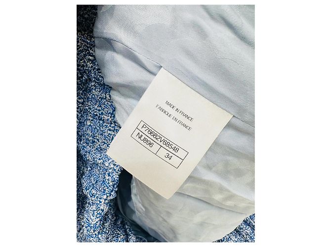 Chaqueta corta Chanel de tweed azul con mangas abullonadas - vista 5