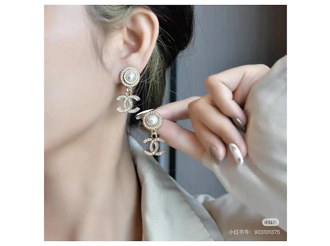 Orecchini Chanel Fiore Oro con Perla e Strass - vista 6