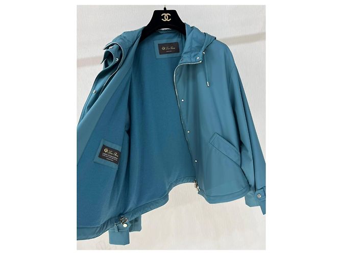 Chaqueta Loro Piana Turquesa de Poliamida Oversize con Capucha - vista 4