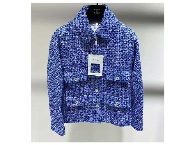 Chaqueta Chanel de tweed azul talla 34 - vista 5