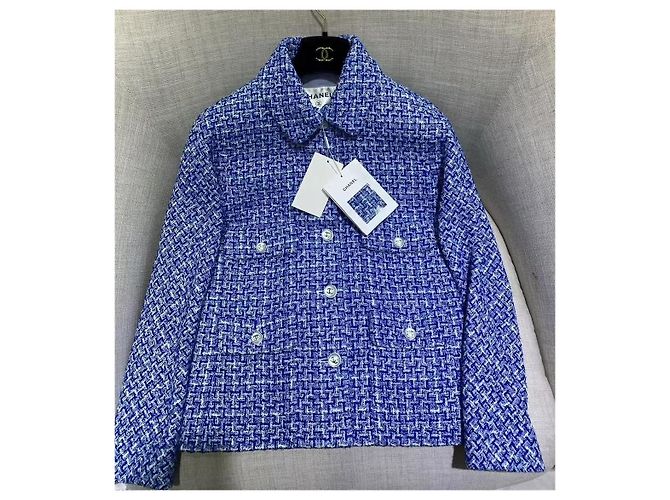 Chaqueta Chanel de tweed azul talla 34 - vista 6