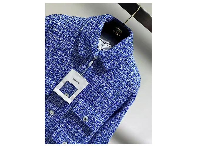 Chaqueta Chanel de tweed azul talla 34 - vista 7