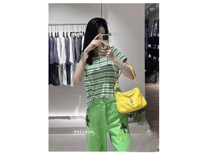 Top Chrome Hearts Rayado de Algodón Verde - Ansicht 8