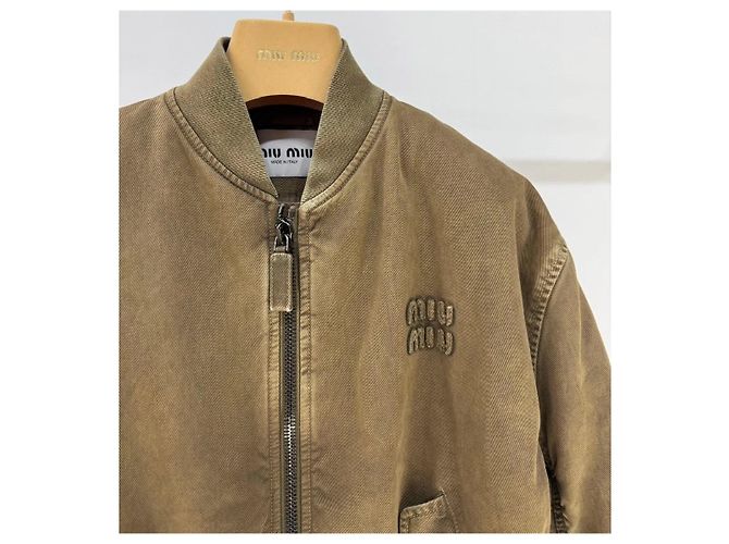Miu Miu Jacke aus gesteppter Baumwolle Khaki - Ansicht 3