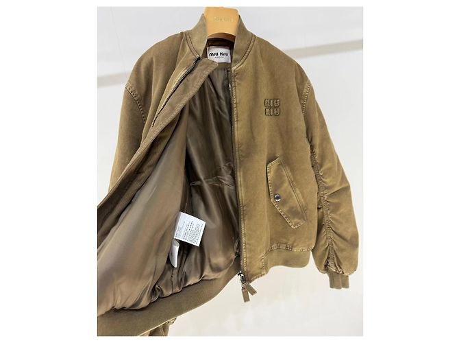 Miu Miu Jacke aus gesteppter Baumwolle Khaki - Ansicht 4