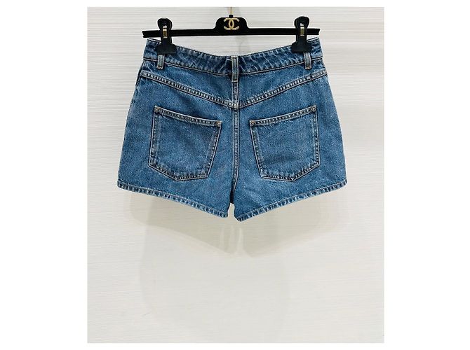 Shorts Chanel de Denim Azul - vista 9