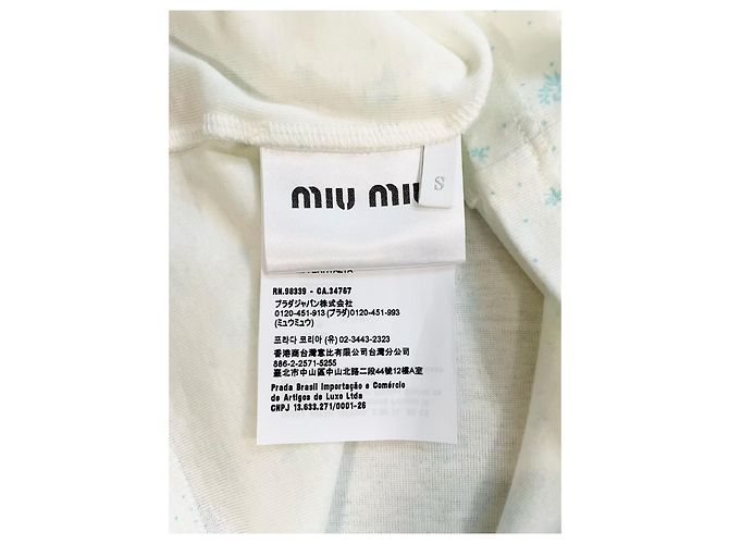 Top Miu Miu Floreale in Cotone Bianco con Spalline - vista 5