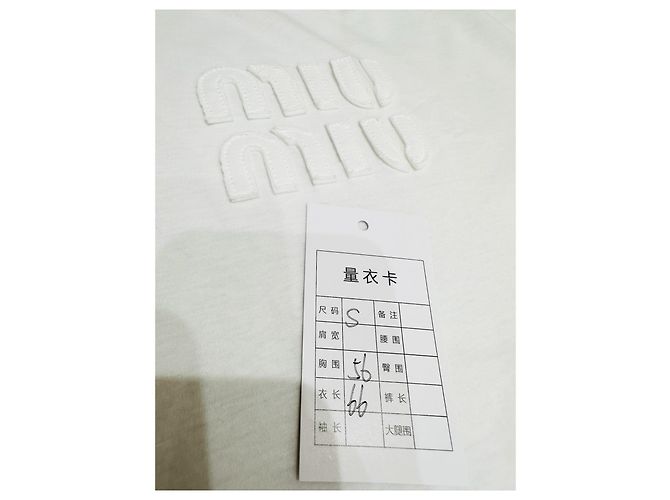 Top Miu Miu in Cotone Bianco con Logo Ricamato - vista 8