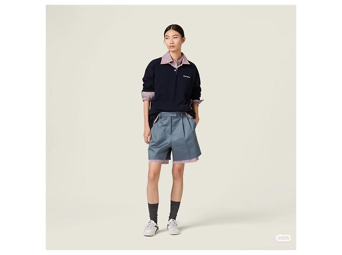 Pantaloncini Miu Miu in cotone patchwork a scacchi - vista 9