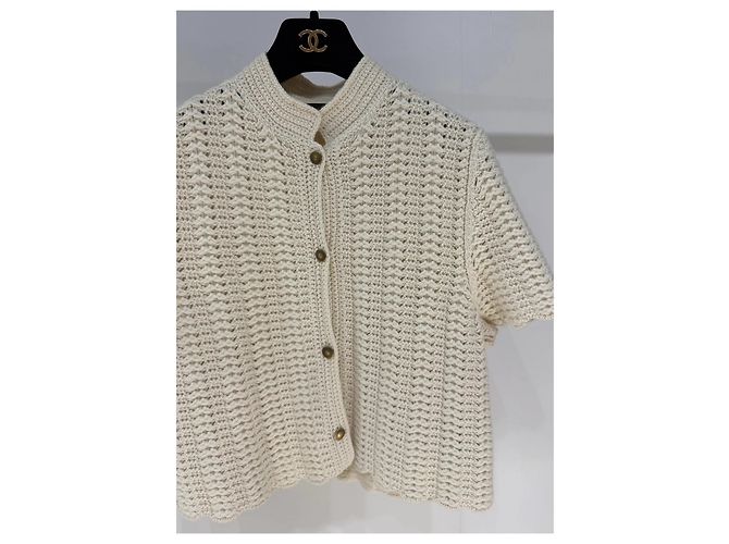 Loro Piana Cashmere Häkelstricktop Ecru M - Ansicht 2