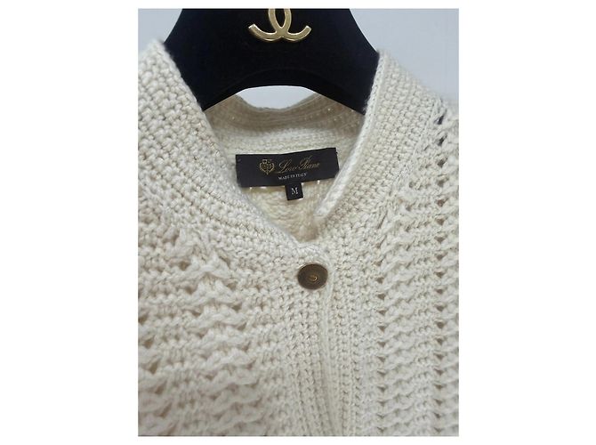 Loro Piana Cashmere Häkelstricktop Ecru M - Ansicht 3