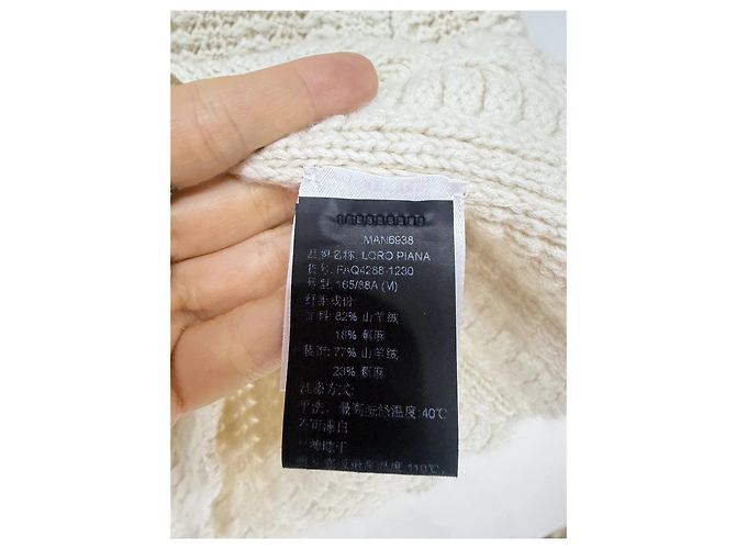 Loro Piana Cashmere Häkelstricktop Ecru M - Ansicht 4