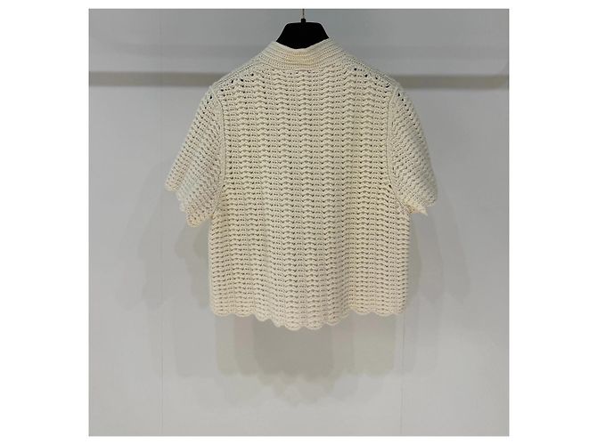 Loro Piana Cashmere Häkelstricktop Ecru M - Ansicht 6