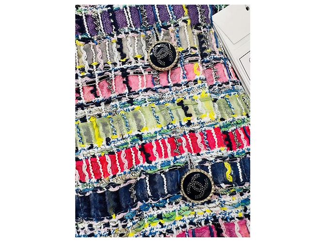 Giacca Chanel in tweed multicolore - vista 3
