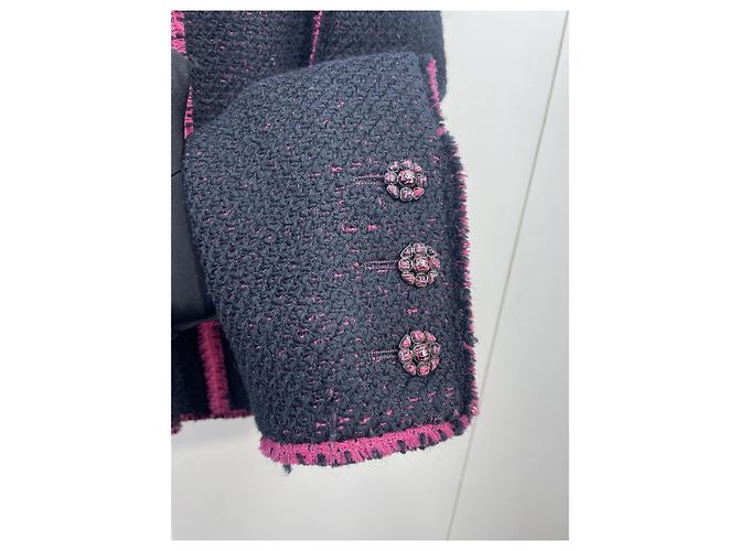 Chanel Wool Jacket Black and Pink - view 3