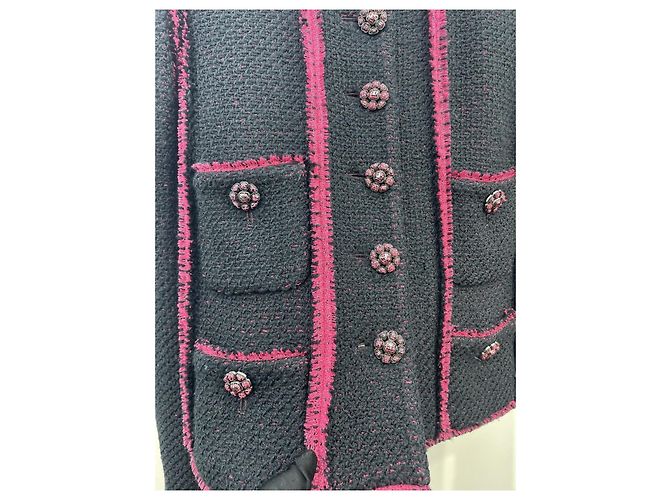 Chanel Wool Jacket Black and Pink - view 5