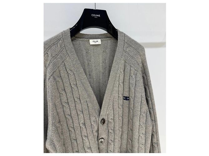 Céline Triomphe Zopfstrick Pullover aus Kaschmir Grau - Ansicht 2