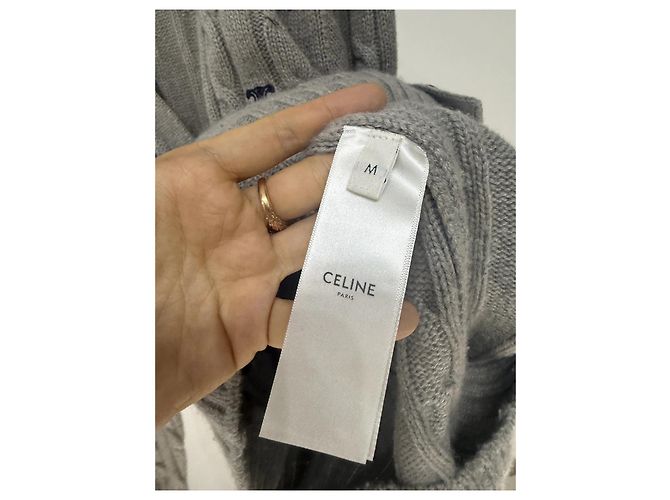 Céline Triomphe Zopfstrick Pullover aus Kaschmir Grau - Ansicht 4