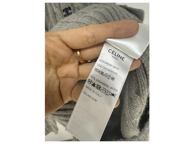 Céline Triomphe Zopfstrick Pullover aus Kaschmir Grau - Ansicht 5