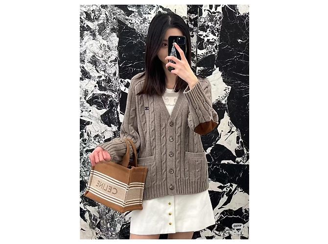 Céline Triomphe Zopfstrick Pullover aus Kaschmir Grau - Ansicht 9