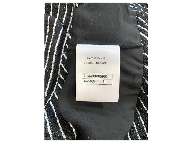 Chanel Tweed Weste Gestreift Schwarz Weiß - Ansicht 5