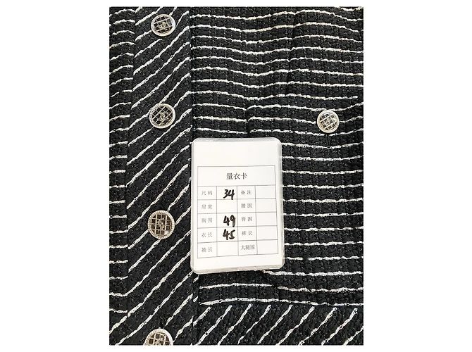 Chanel Tweed Weste Gestreift Schwarz Weiß - Ansicht 6