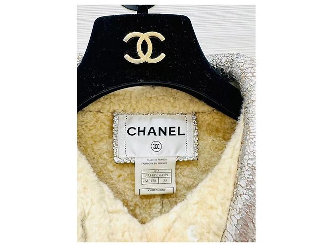 Chanel Weste Silber Leder mit Pelz - Ansicht 2