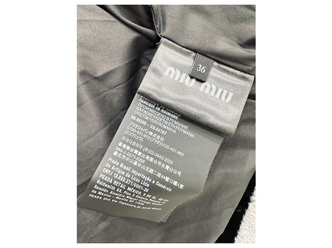 Miu Miu Oversized Fleecejacke mit Pelzkragen Grau - Ansicht 5