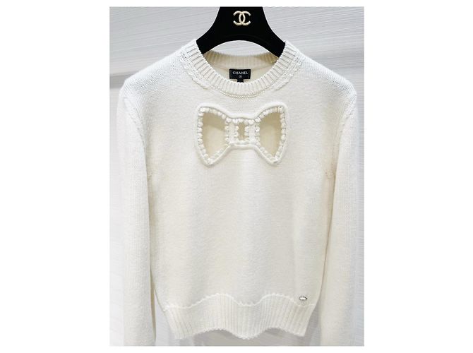 Chanel Strickpullover aus Kaschmir Ecru Gr. 36 - Ansicht 4