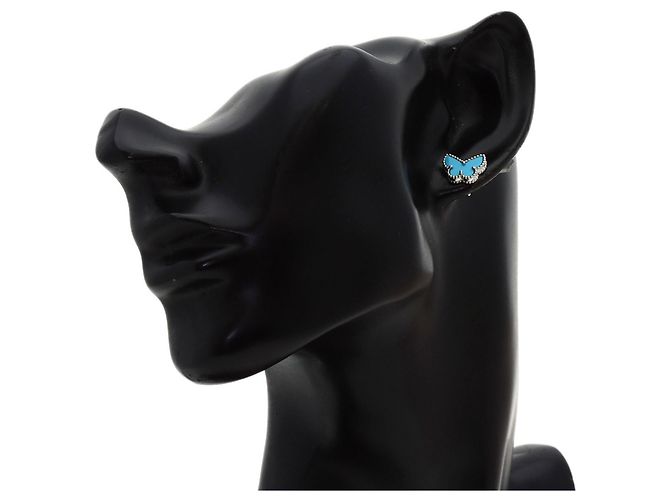 Orecchini Van Cleef & Arpels Sweet Papillon Turquoise in oro bianco 18K - vista 5