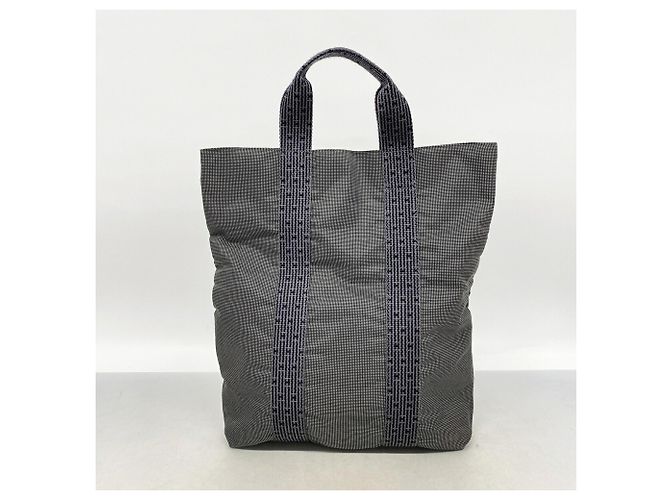 Hermès Saco Tote Hermes em nylon cinza - vista 10