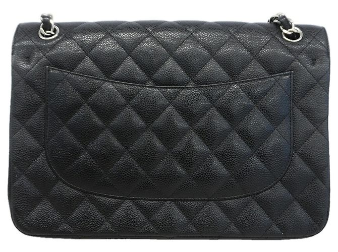Borsa a tracolla Chanel in pelle di vitello grana nera - vista 8