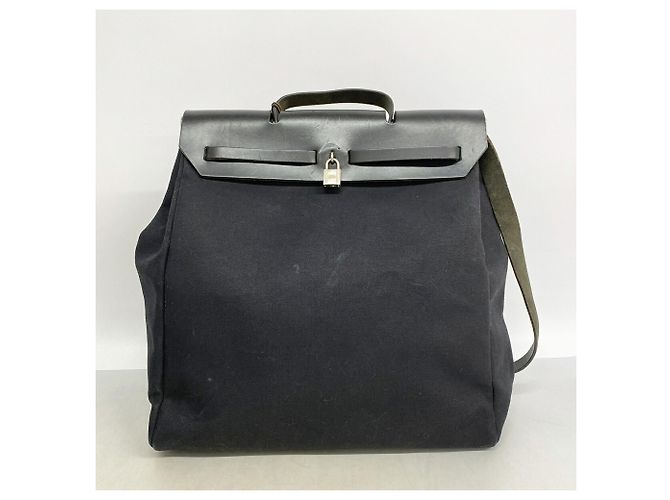 Hermès Borsa Hermes Herbag MM Toile Officier - vista 14