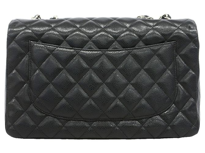 Borsa a tracolla Chanel in pelle di vitello grana nera - vista 8