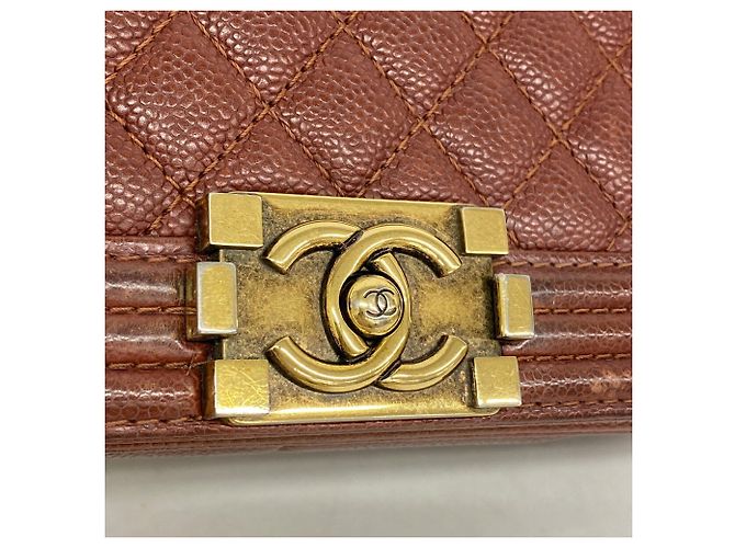 Borsa a tracolla Chanel Boy Chain in pelle di vitello marrone - vista 11