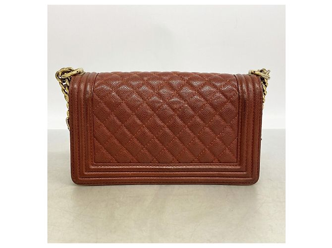 Borsa a tracolla Chanel Boy Chain in pelle di vitello marrone - vista 12