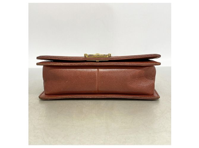 Borsa a tracolla Chanel Boy Chain in pelle di vitello marrone - vista 3