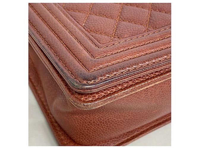 Borsa a tracolla Chanel Boy Chain in pelle di vitello marrone - vista 6
