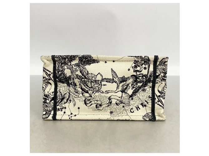 Borsa Tote Christian Dior in tela bianca e nera - vista 3