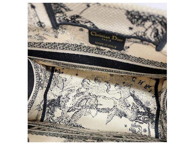 Borsa Tote Christian Dior in tela bianca e nera - vista 4