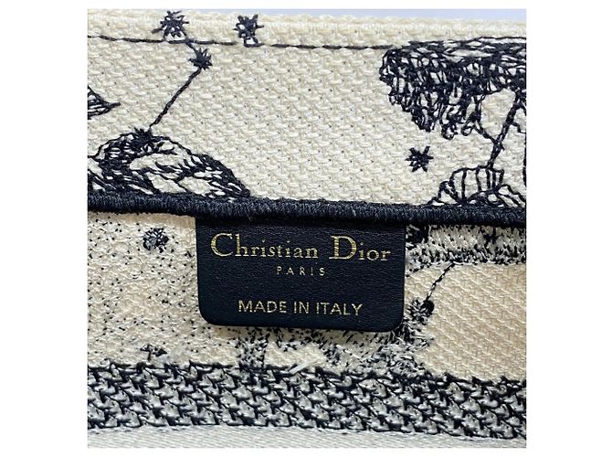 Borsa Tote Christian Dior in tela bianca e nera - vista 5