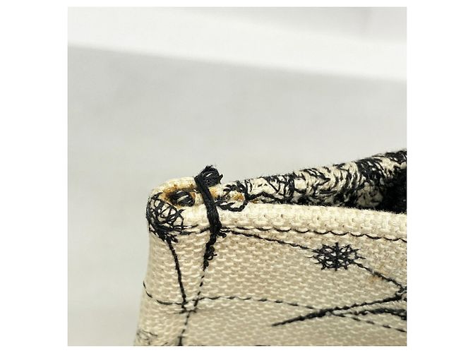 Borsa Tote Christian Dior in tela bianca e nera - vista 6