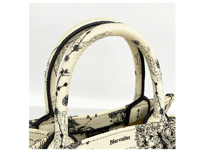 Borsa Tote Christian Dior in tela bianca e nera - vista 9