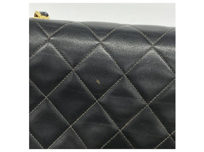 Borsa a tracolla Chanel in pelle di agnello nera - vista 7